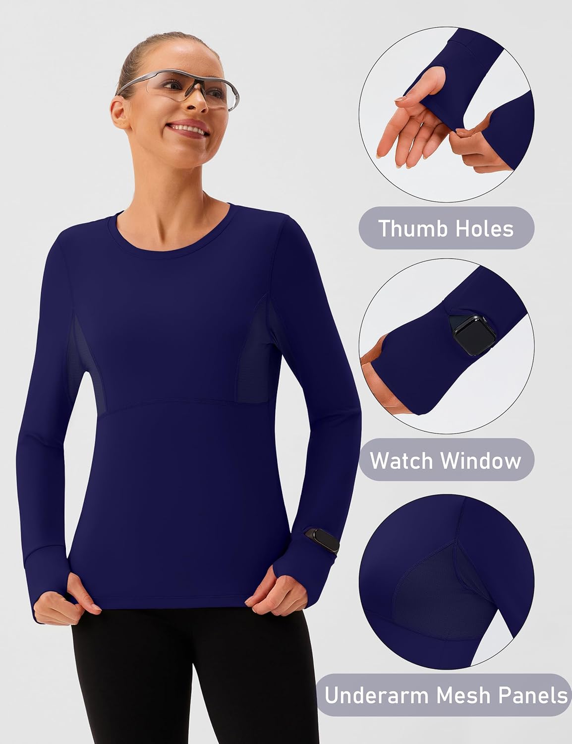 BMJL Womens Long Sleeve Workout Tops UPF 50+ Sun Protection Shirt with Mesh Panel for Athletic Hiking Running - Image 5