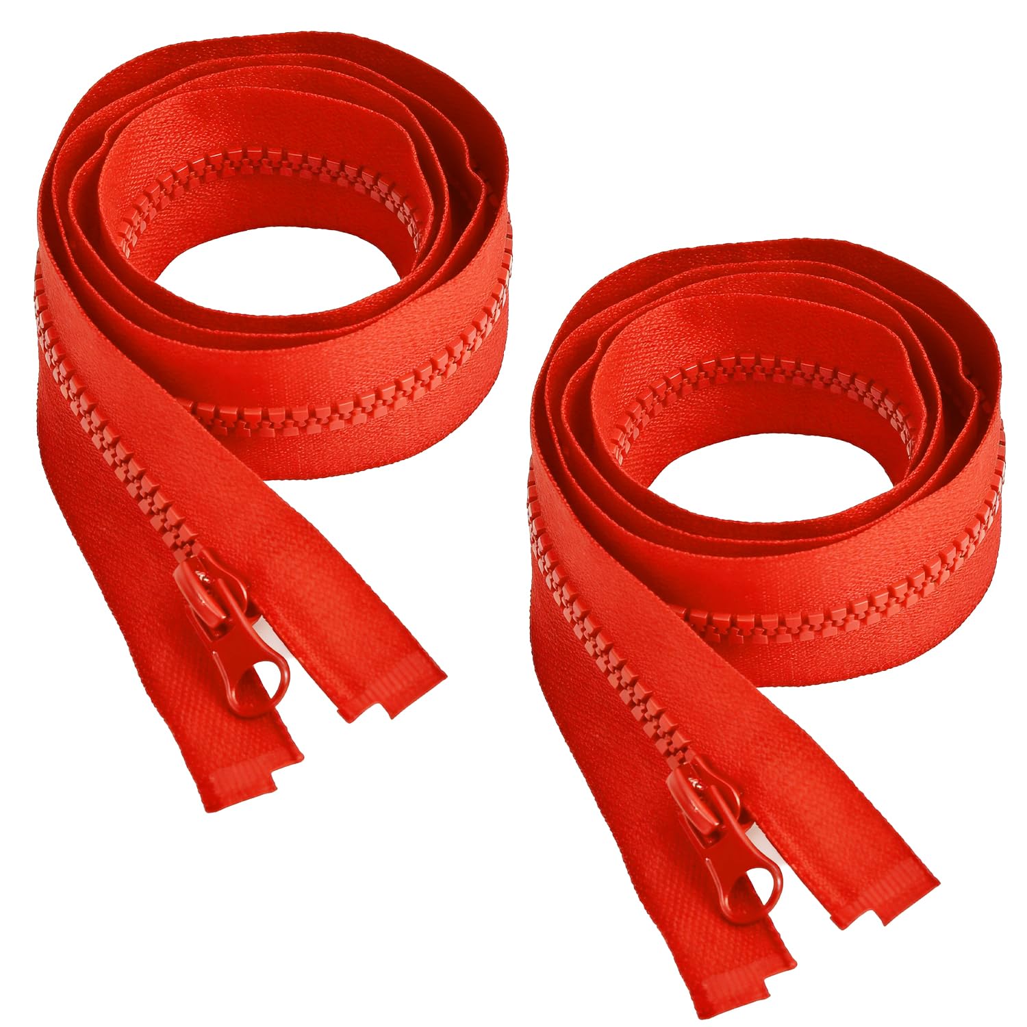 2 Pcs Zips for Sewing 80cm, Red Chunky Zip