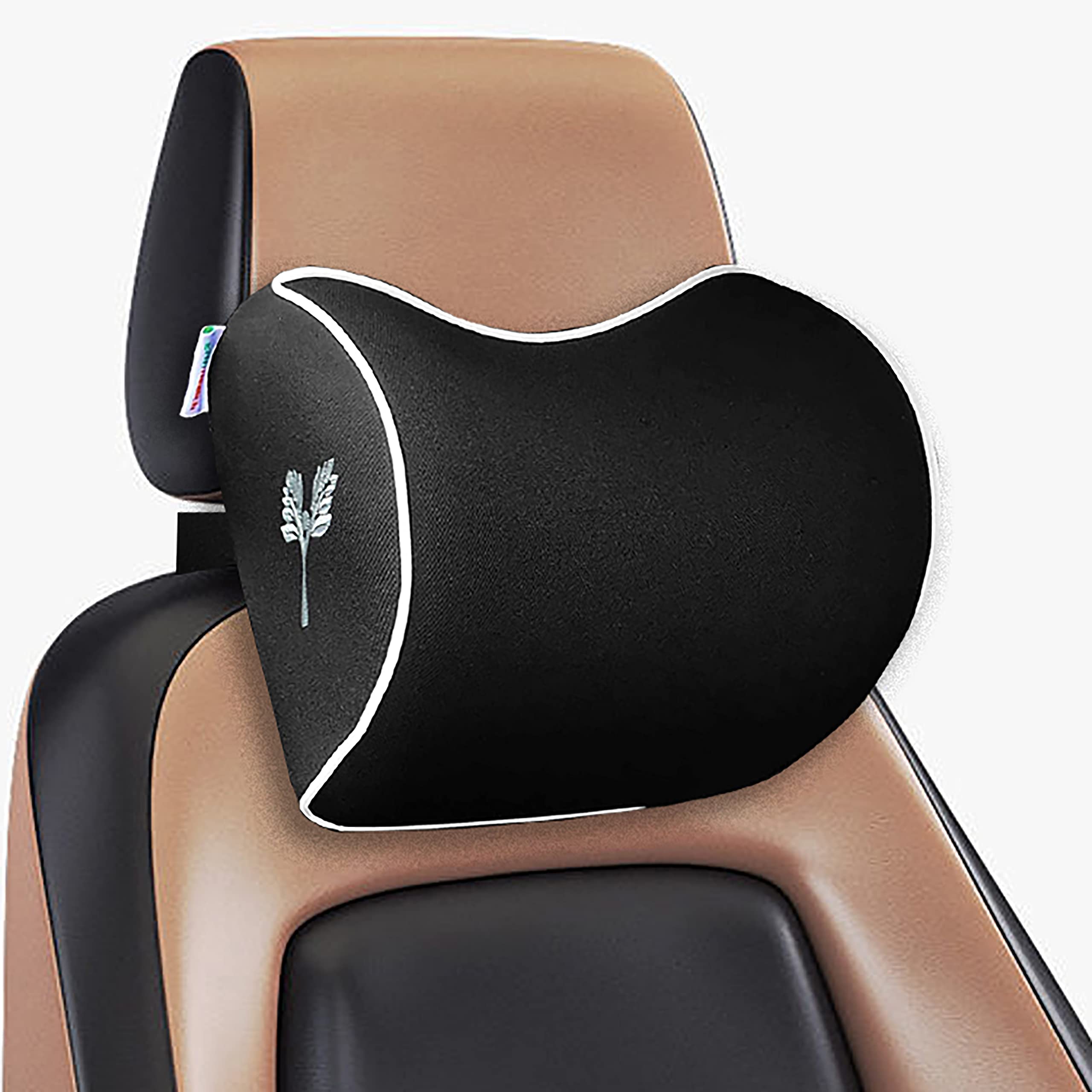Grin Health Orthopedic Neckrest Support Ergonomic Neck Pillow Memory Foam Headrest Cushion for Neck Pain Relief (Black, Universal, pack of 1)
