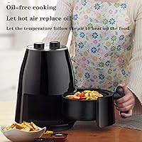 Vista 4 de Freidora de aire de 1.5L Freidora de aire caliente Freidoras de virutas de horno para uso doméstico Cesta antiadherente con control de doble perilla