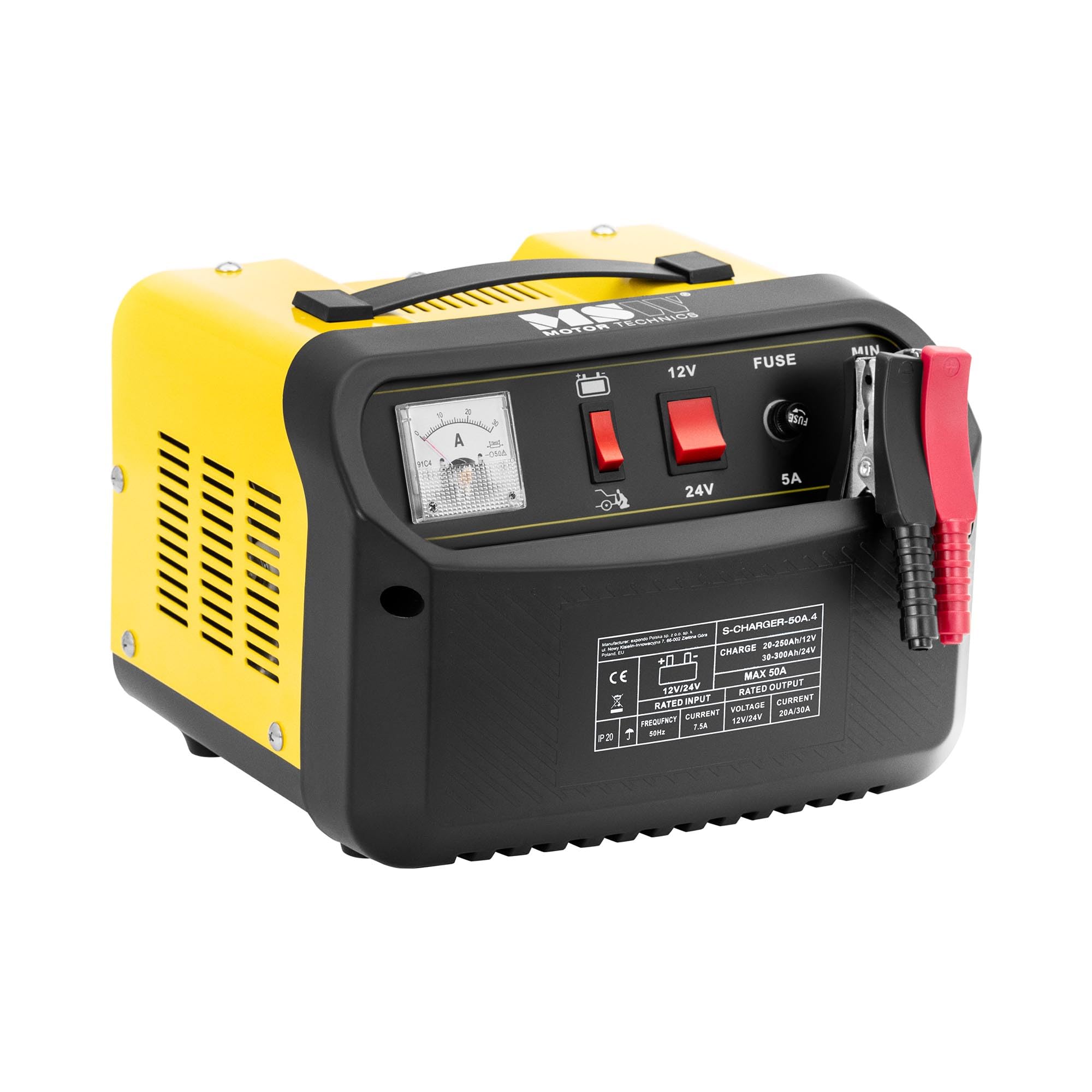 MSW S-CHARGER-50A.4 - Caricabatteria per auto, 12/24 V, 45 A, compatto, per auto, caricatore per auto
