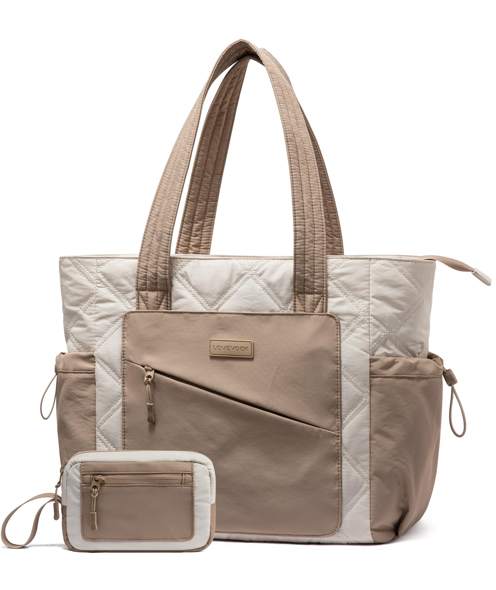 LOVEVOOK Tote Bag for Women, puffer tote bag for Work Travel Nurse, Lightweight quilted Bags with Compartments