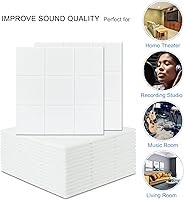 Vista 4 de BXI Absorbedor de sonido, paquete de 16 paneles autoadhesivos de absorción acústica de 12 x 12 x 0.4 pulgadas, paneles de absorción de sonido