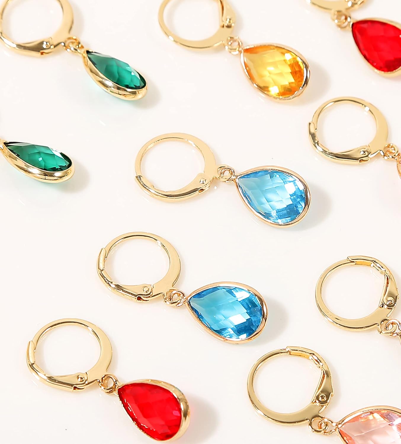 Tornito 6 Pairs Leverback Drop Dangle Earrings Set Multicolor Round Teardrop CZ Hoop Earrings 8MM for Women - Image 5