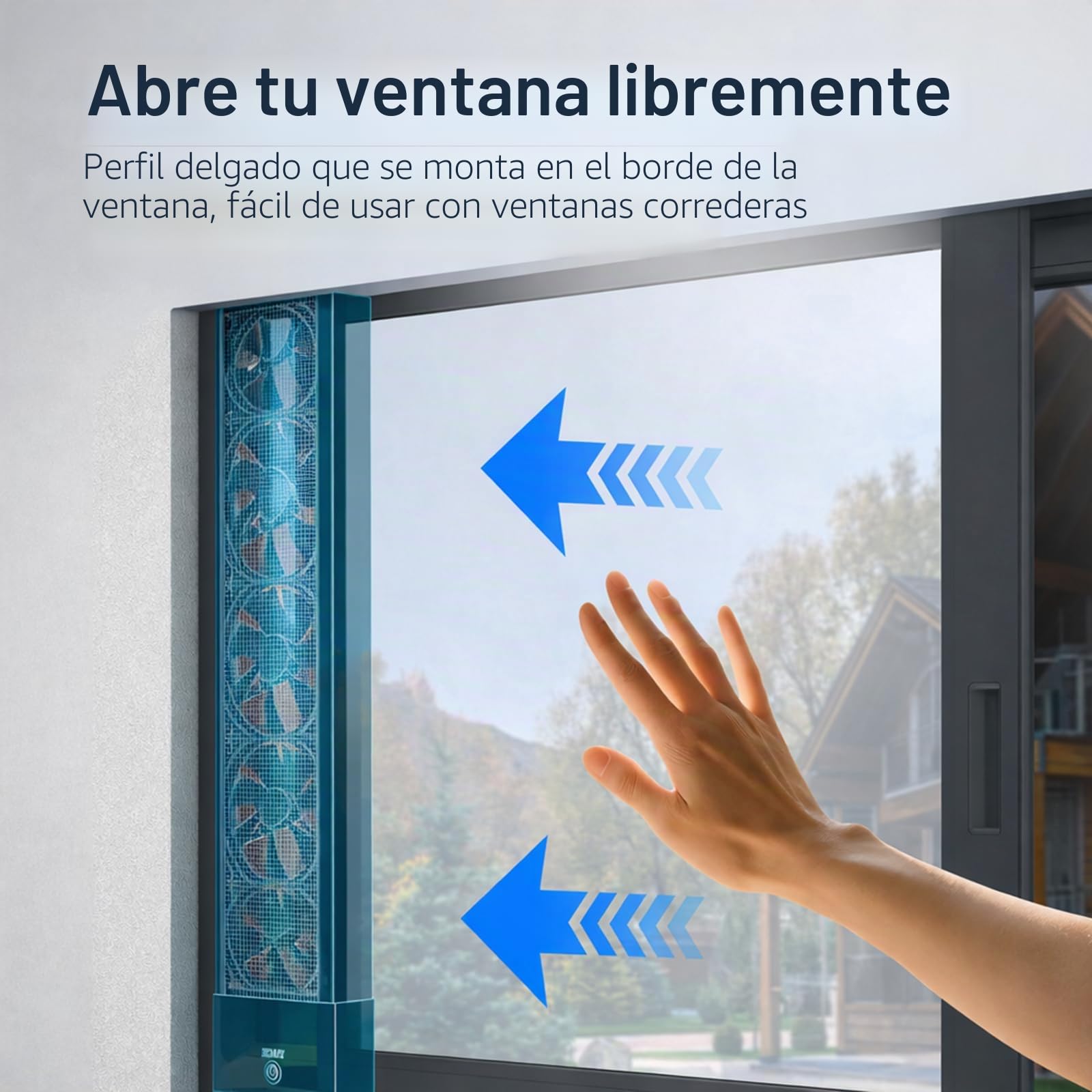 Ventilador de ventana vertical para ventanas corredizas, ventilador reversible de ventana de escape y admisión de flujo de aire, ajuste ajustable 35–150cm (13.8–59in), control de velocidad sin