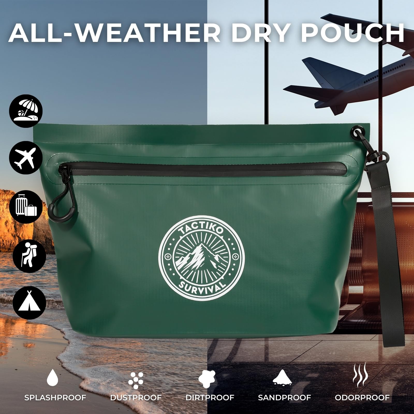 Tactiko - Bolsa resistente con cremallera resistente al agua de 2 litros - Organizador para bolsas secas, bolsas de viaje