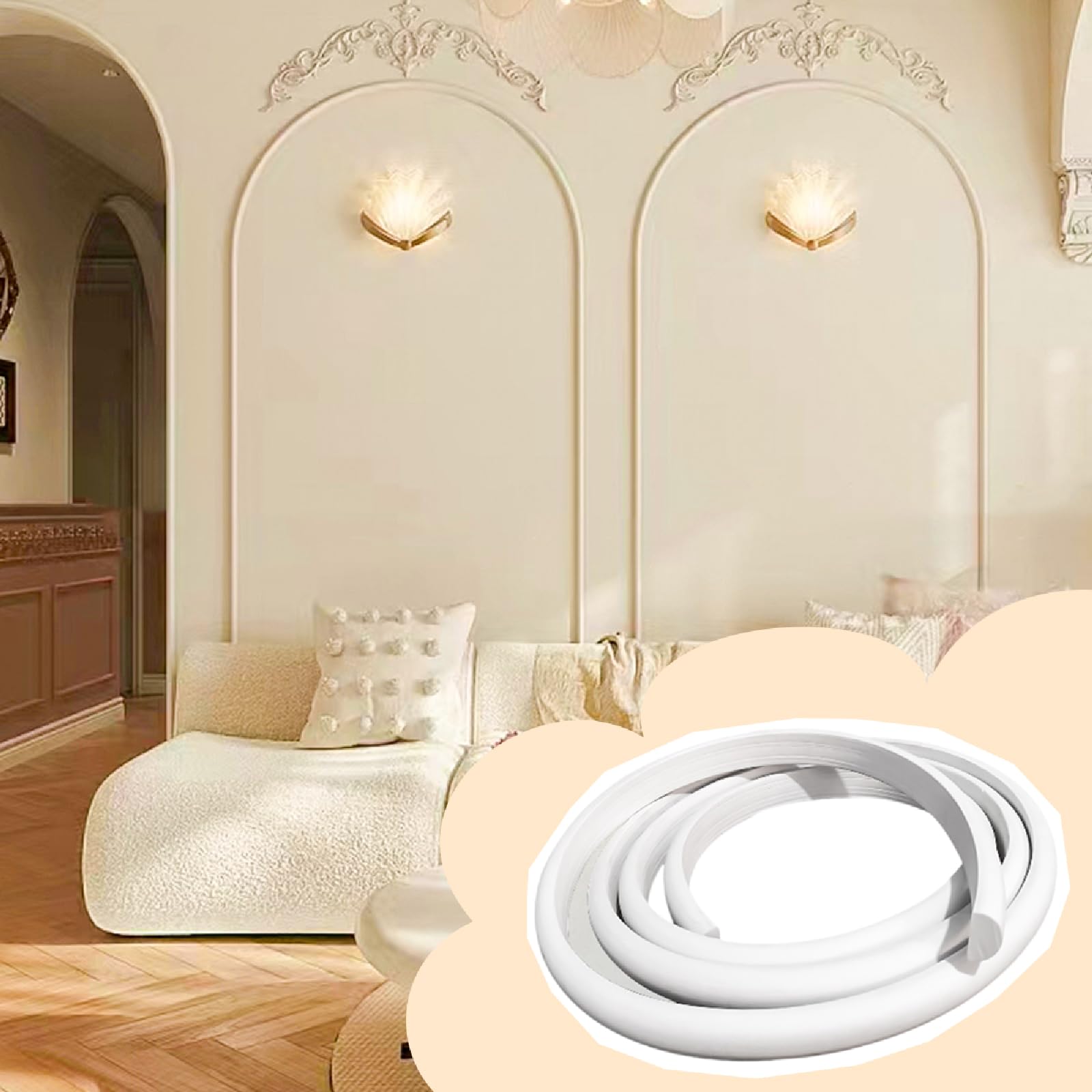 Garniture murale en PVC blanc flexible et découpable pour arc de cercle