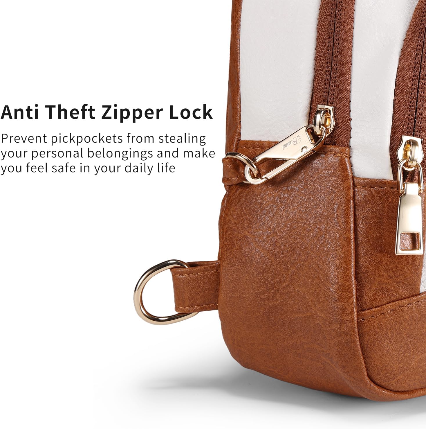 Crossbody Bags for Women Anti Theft Small Sling Handbag with Zipper Lock Vegan Leather RFID Blocking Chest Pure - Image 4