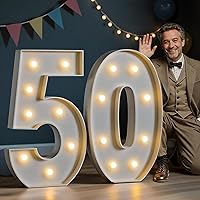 Vista 41 de Imprsv Números de marquesina iluminados de 3 pies para decoraciones de fiesta de cumpleaños 50, números de mosaico para globos, marco de globos