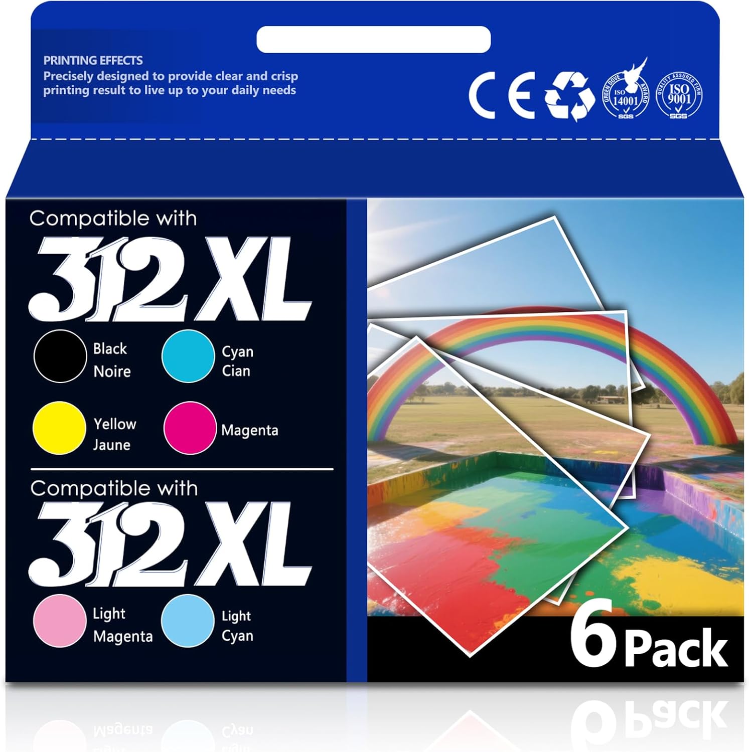 312XL High Yield Ink Cartridges combo pack Replacement for 312XL Ink Cartridge with Expression Photo XP-8500 XP-8600 XP-15000 Printer (6-Pack, Black, Cyan, Magenta, Yellow, Light Magenta, Light Cyan)