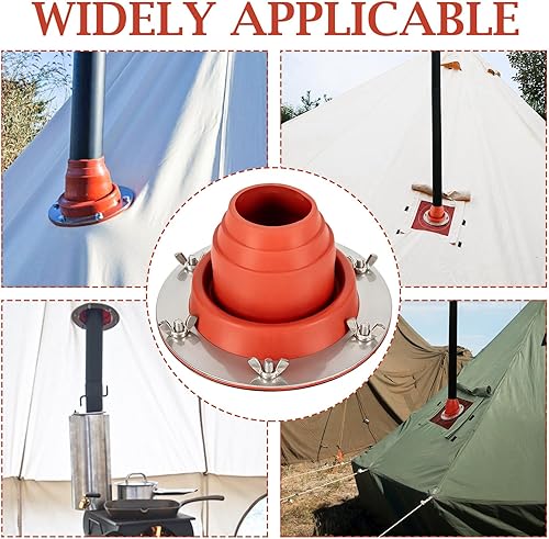 Miniatura 3 de Tceapoo Kit de gato para estufa de tienda, tubo flexible de silicona para techo de alta temperatura, tubo de metal para techos intermitentes, kit de