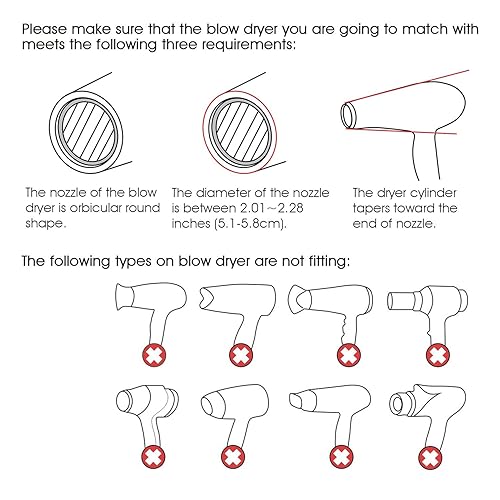 Miniatura 15 de Segbeauty Accesorio de peine para secadora de pelo, accesorios de cepillo negro para secadora de pelo, boquilla concentradora de 1.69-1.76 pulgadas