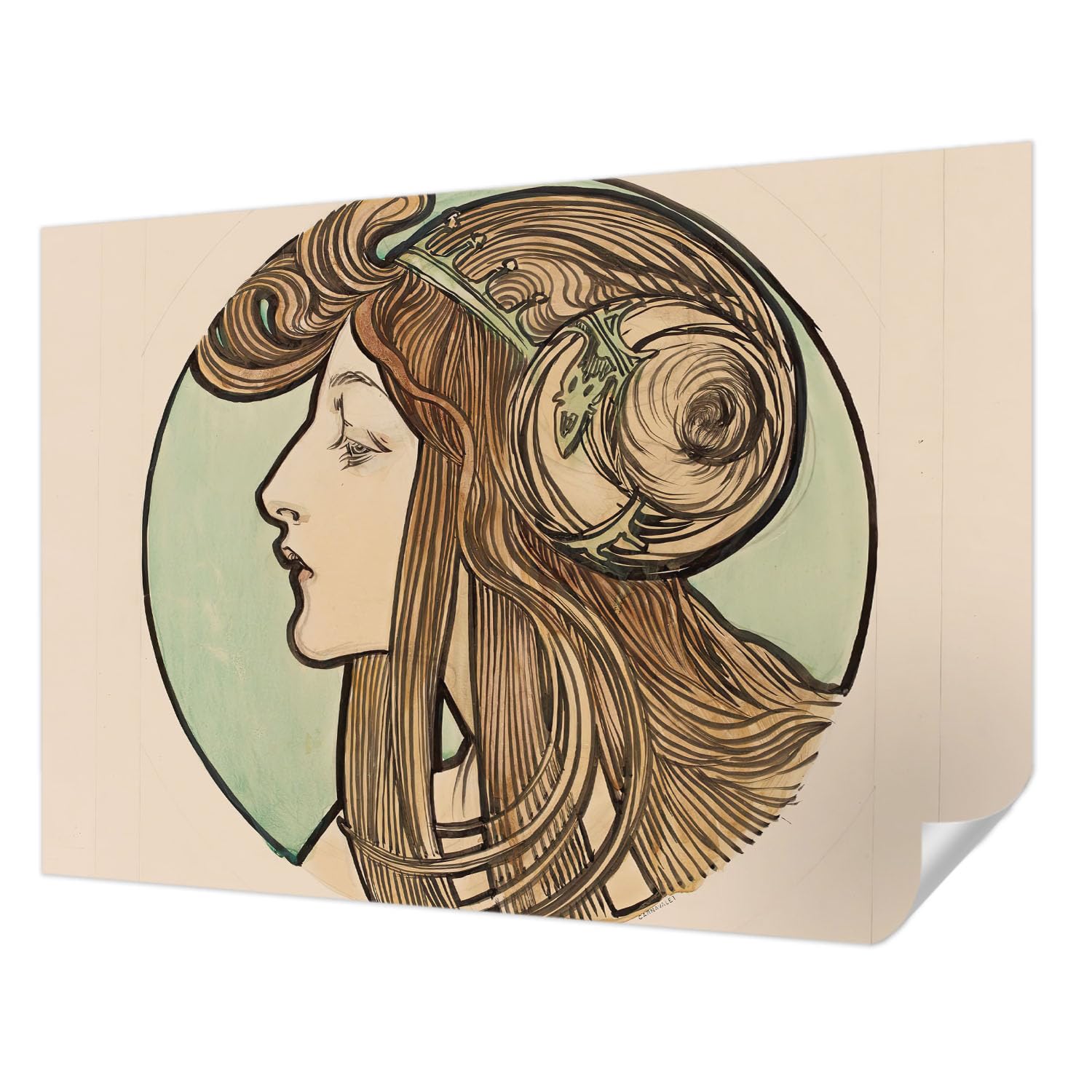 Papier peint panoramique Art Nouveau 208x146 cm autocollant pour mur de chambre