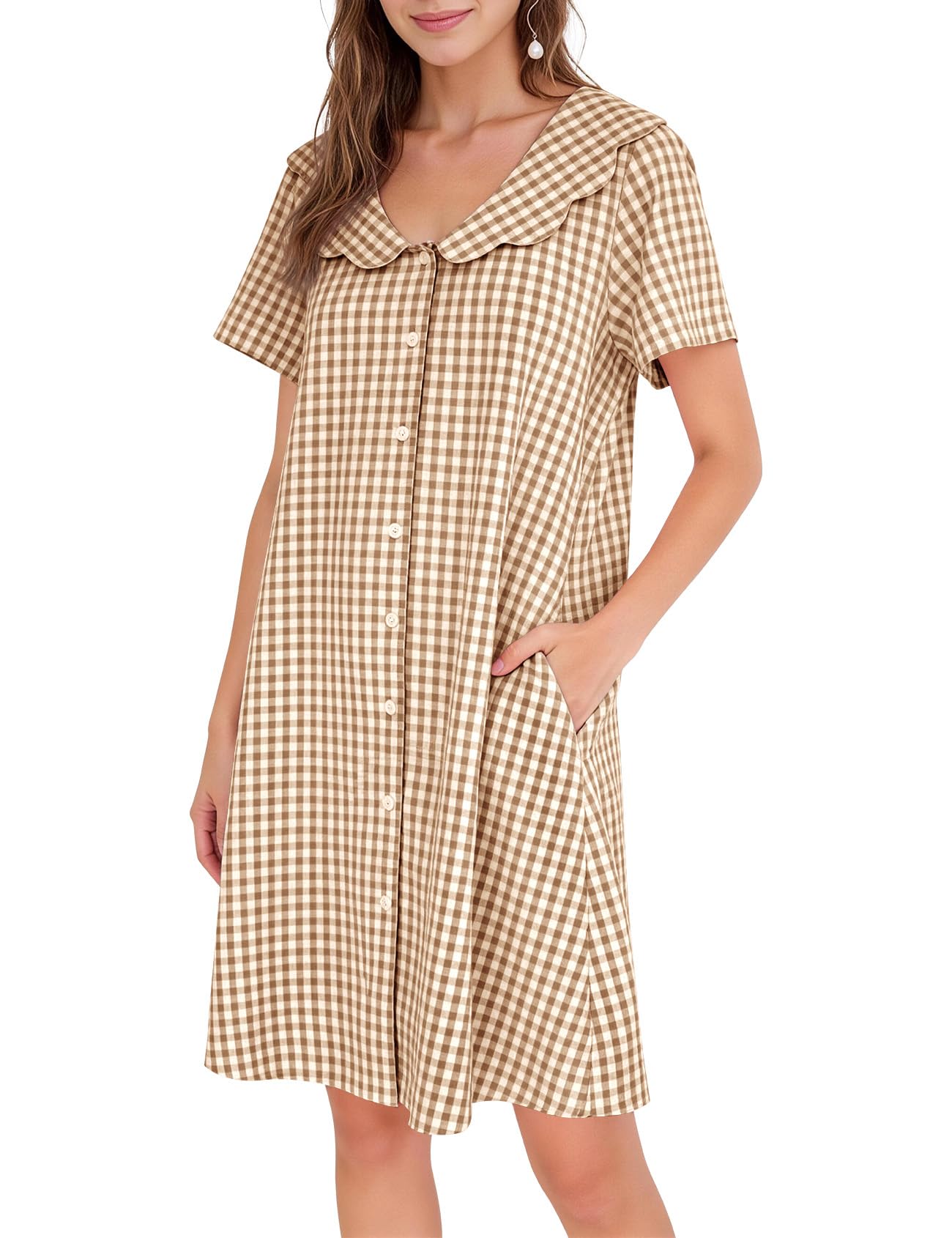 Kissonic Gingham Scalloped Edge Gown