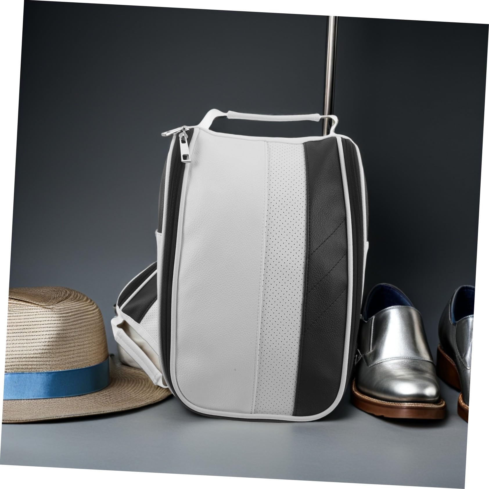 MAGICLULU Atmungsaktive Golfschuhtasche aus Kunstleder mit Reißverschluss Staubschutz und Tragegriff Kompakter Organizer für Golfschuhe für Outdoor Sport Reisen und Aufbewahrung