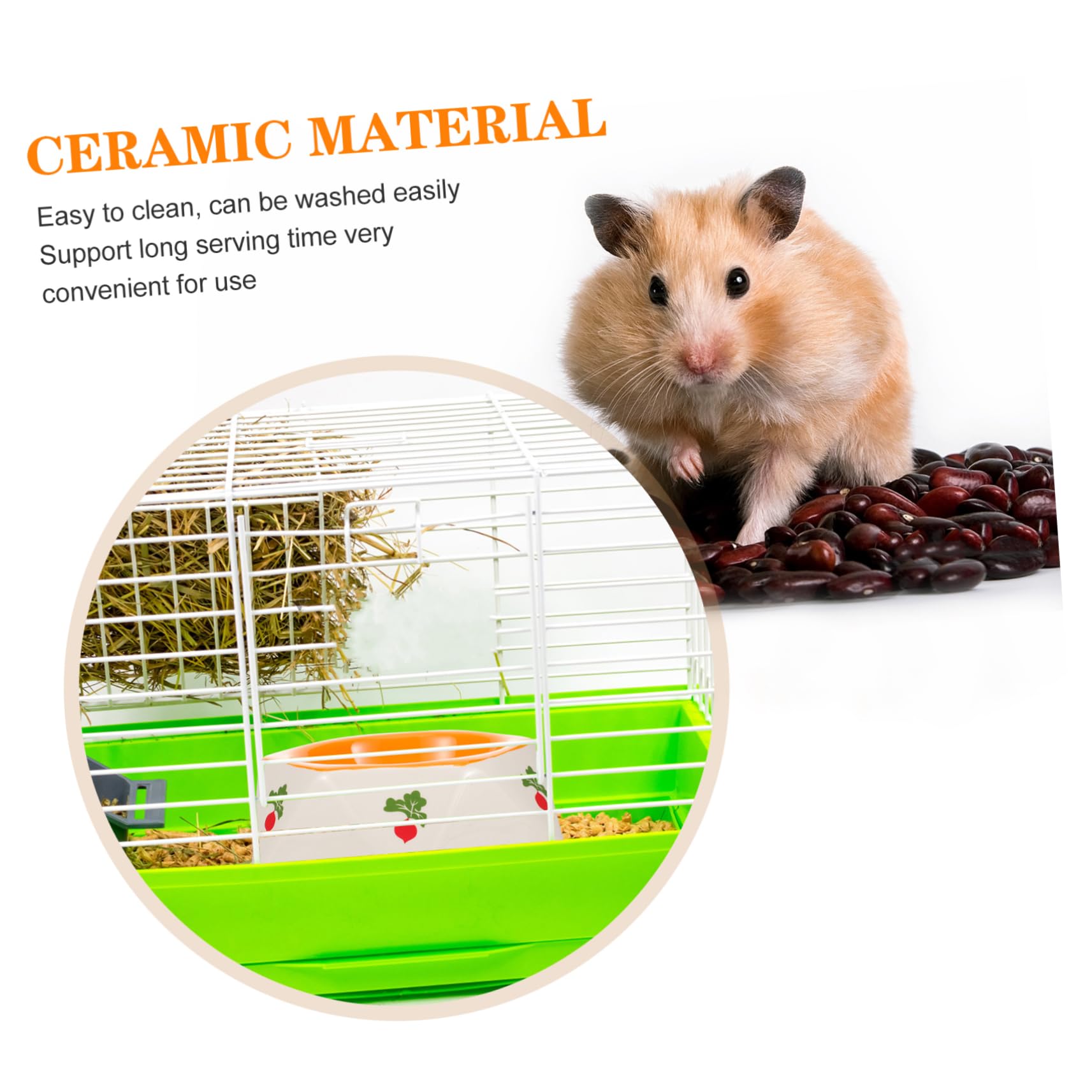 Mikikit Ceramic Hamster Food Bowl Prevents Spills Knocking Over Stable Durable Design for Pets Like Guinea Pigs Hedgehogs and Chinchillas Easy to Clean Lightweight Compact
