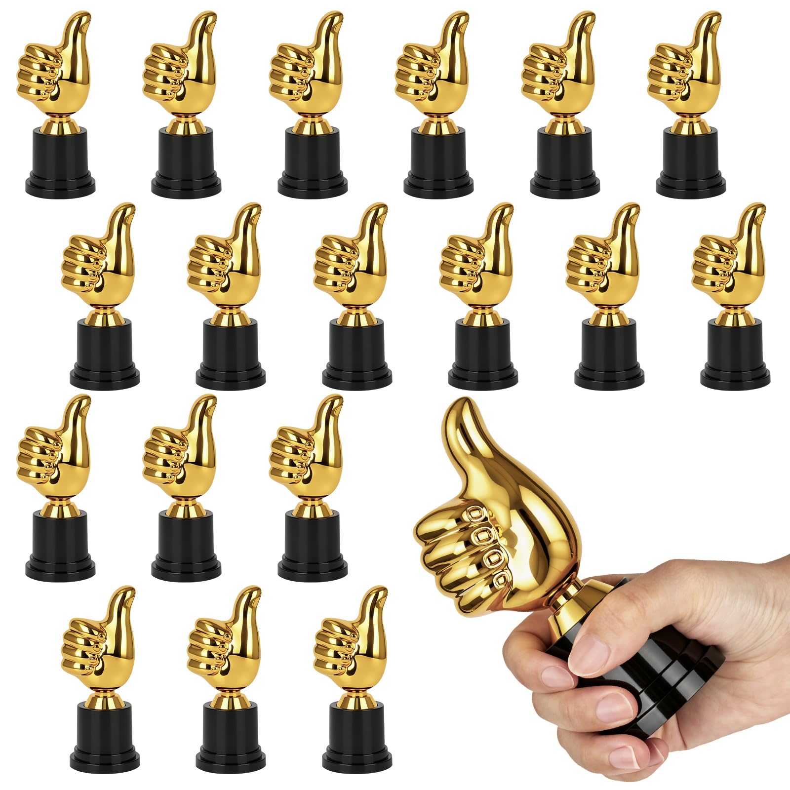 Lot de 18 trophées dorées en plastique, mini sculpture pour doigts, récompenses pour fête sportive, gagnant, fête, anniversaire