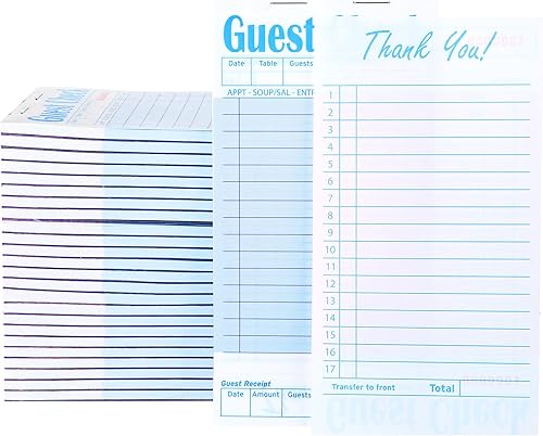 Paquete de 100 cuadernos de cheques de invitados para servidores a granel, libreta de cheques para camarera, blocs de notas, accesorios, libro