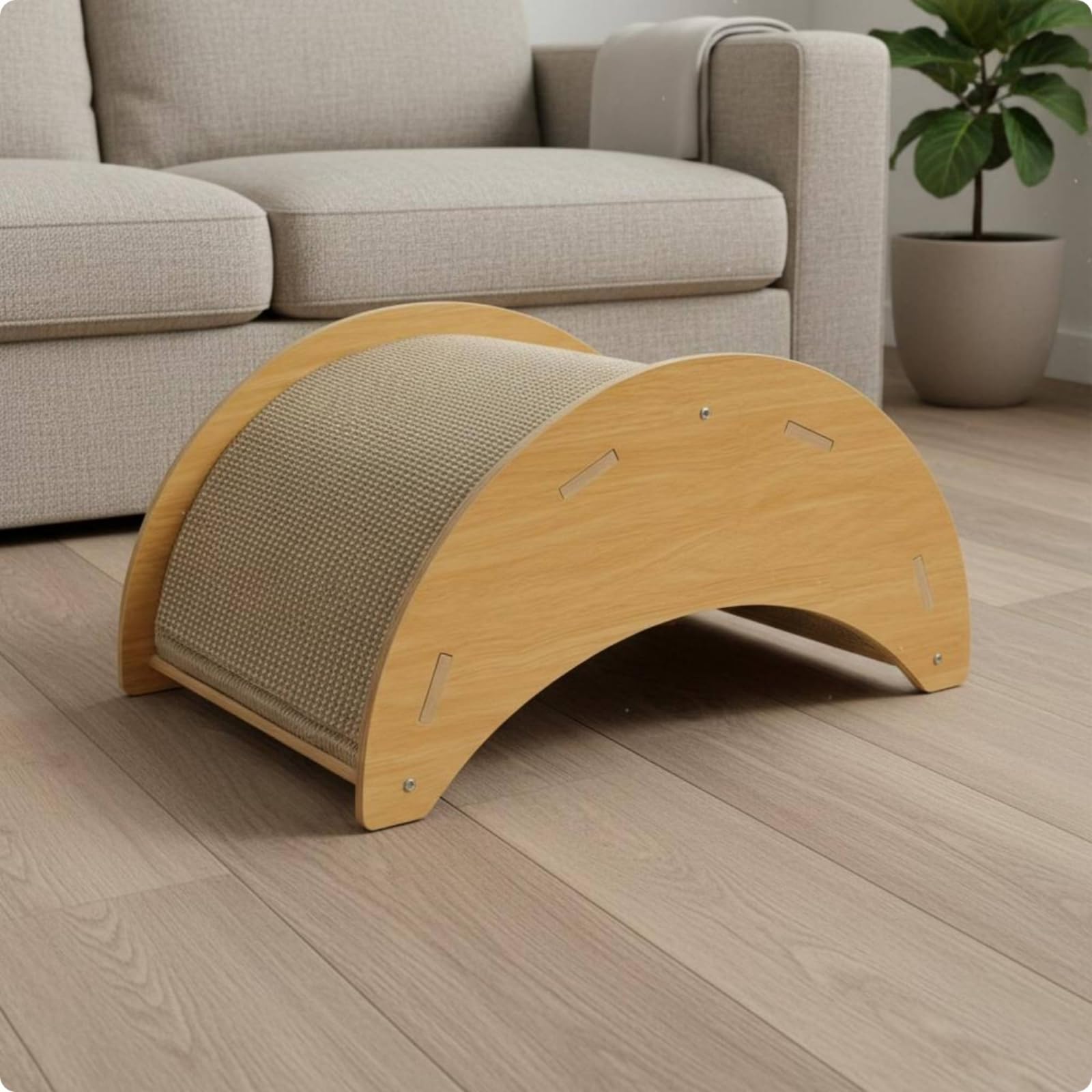 Griffoir Lit Berceau Courbé Grattoir Corrugué Lit Bercelant Conception Pratique Tapis de Rechange Aspect Bois Clair Adapté aux Chats d'Intérieur Détente Jeu Créatif
