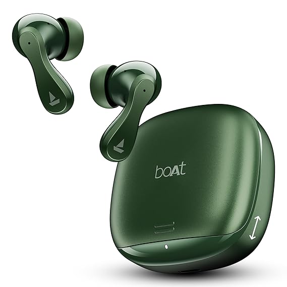 Boat 2025 Launch Airdopes 313, 13mm Drivers, Glide Shell, 75H Battery, 4Mics ENx Tech, Stream Ad Free Music via App Support, Bluetooth Earbuds, TWS Ear Buds Wireless Earphones with mic (Jade Green)