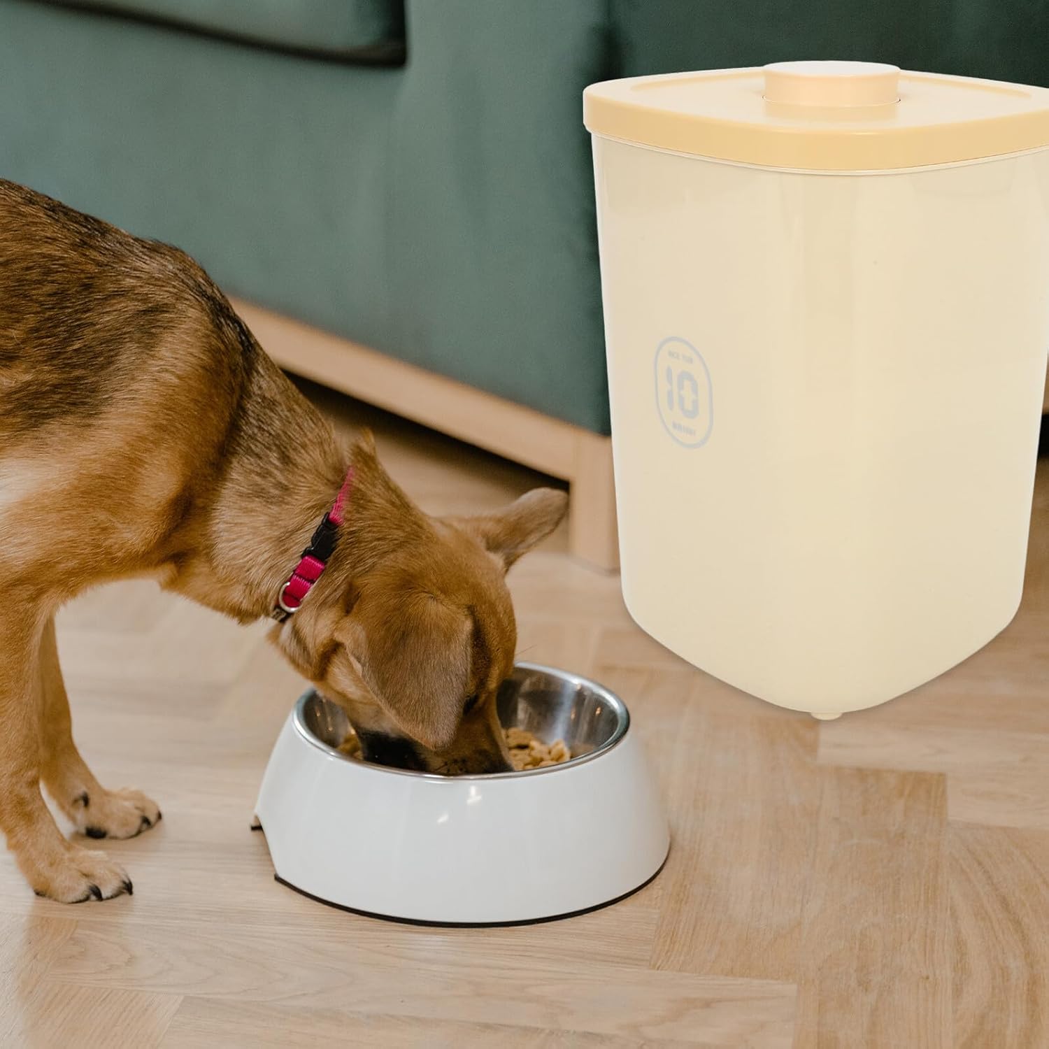 Ciieeo Large Airtight Pet Food Storage Container, Vacuum-sealed Dog and Cat Food Bin, Yellow Plastic Grain Keeper for Moisture Protection and Freshness in Home Kitchen