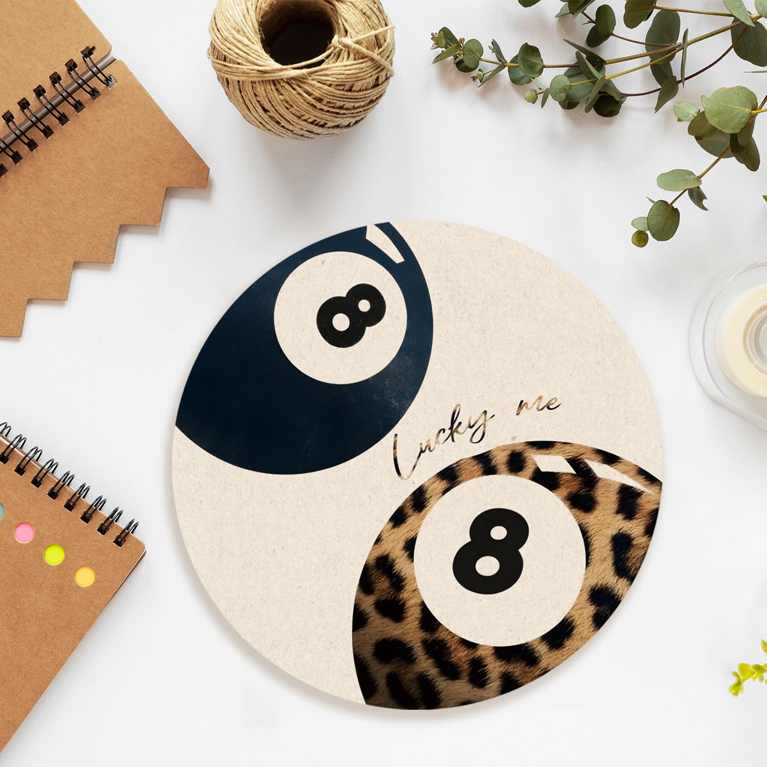 Modna preppy gepard podkładka pod mysz, panterka podkładka pod mysz na biurko, Lucky 8 Ball podkładka pod mysz do biura akademika komputerowego laptopa gier, materiały biurowe dla kobiet