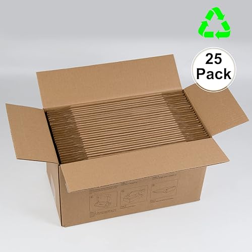Miniatura 105 de Cajas de envío de 6 x 6 x 2 pulgadas, paquete de 25 cajas de cartón corrugado marrón para pequeñas empresas, embalaje y correo Marrón,Blanco