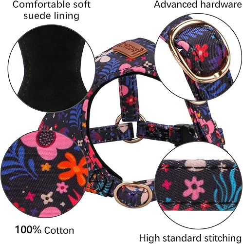 Miniatura 34 de CHEDE No Pull Floral Pattern Dog Harness - Lightweight and Soft, Adjustable Small Dog Harness Set with Leash, Suitable for Puppy to Medium-Sized Dog