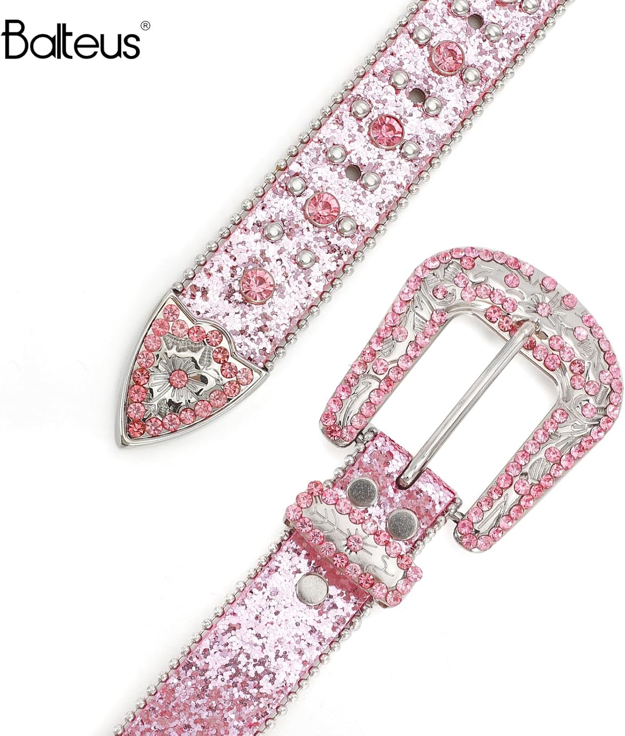 Kids Rhinestone Belt for Girls and Boys,Fashion Western Cowgirl Cowboy Bling Studded Design Leather Belt Diamond Belt - Image 7