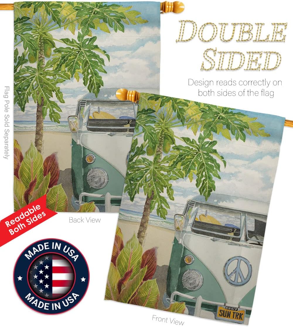 Breeze Decor - Hula Girl Summer - Seasonal Impressions Decorative Vertical House Flag 28" x 40" Printed in USA