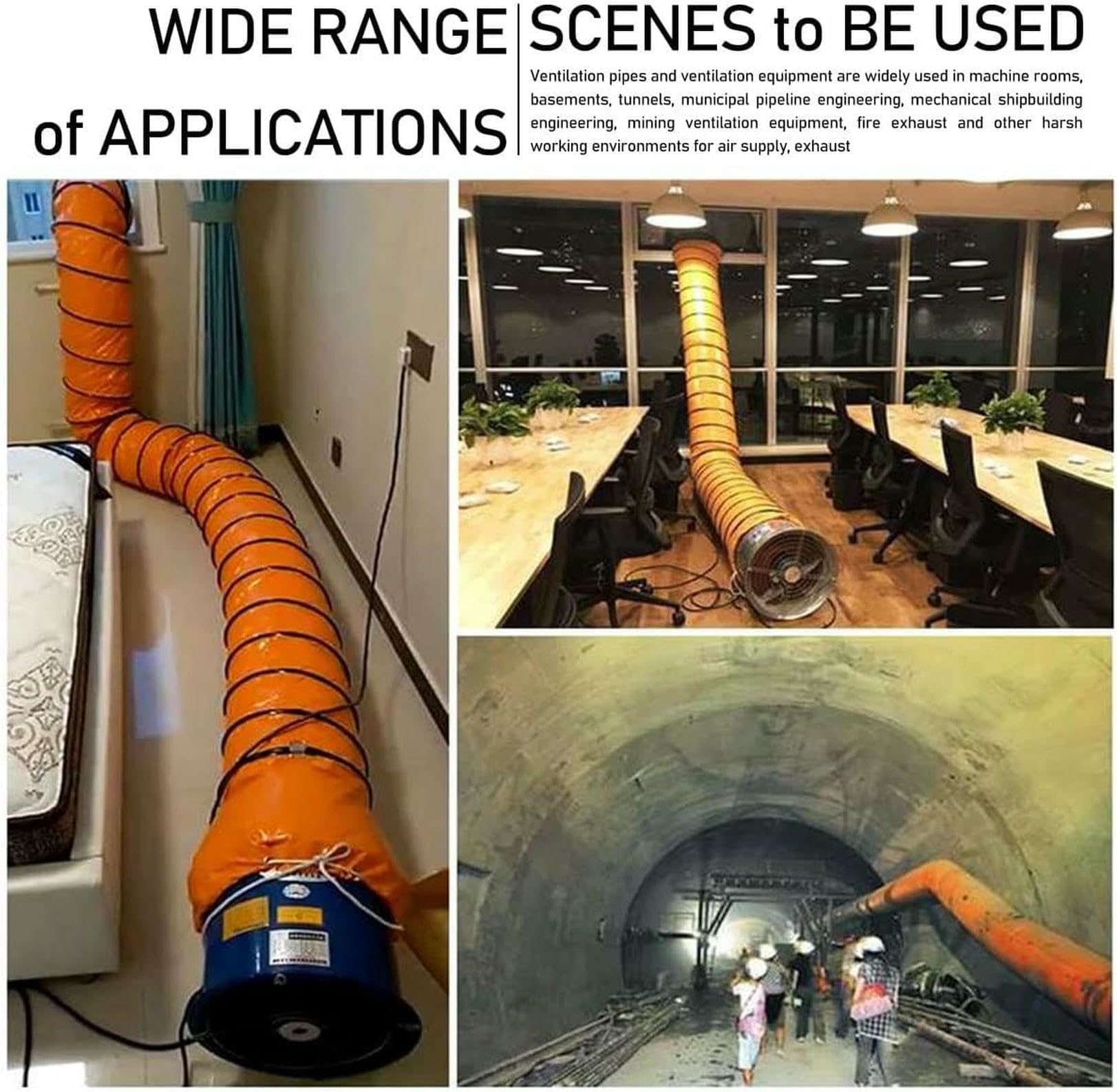 Manguera de Aire Flexible ignífuga, Manguera de ventilación para sopladores y extractores, Manguera portátil para extractores, Tubo de ventilación Duradero.