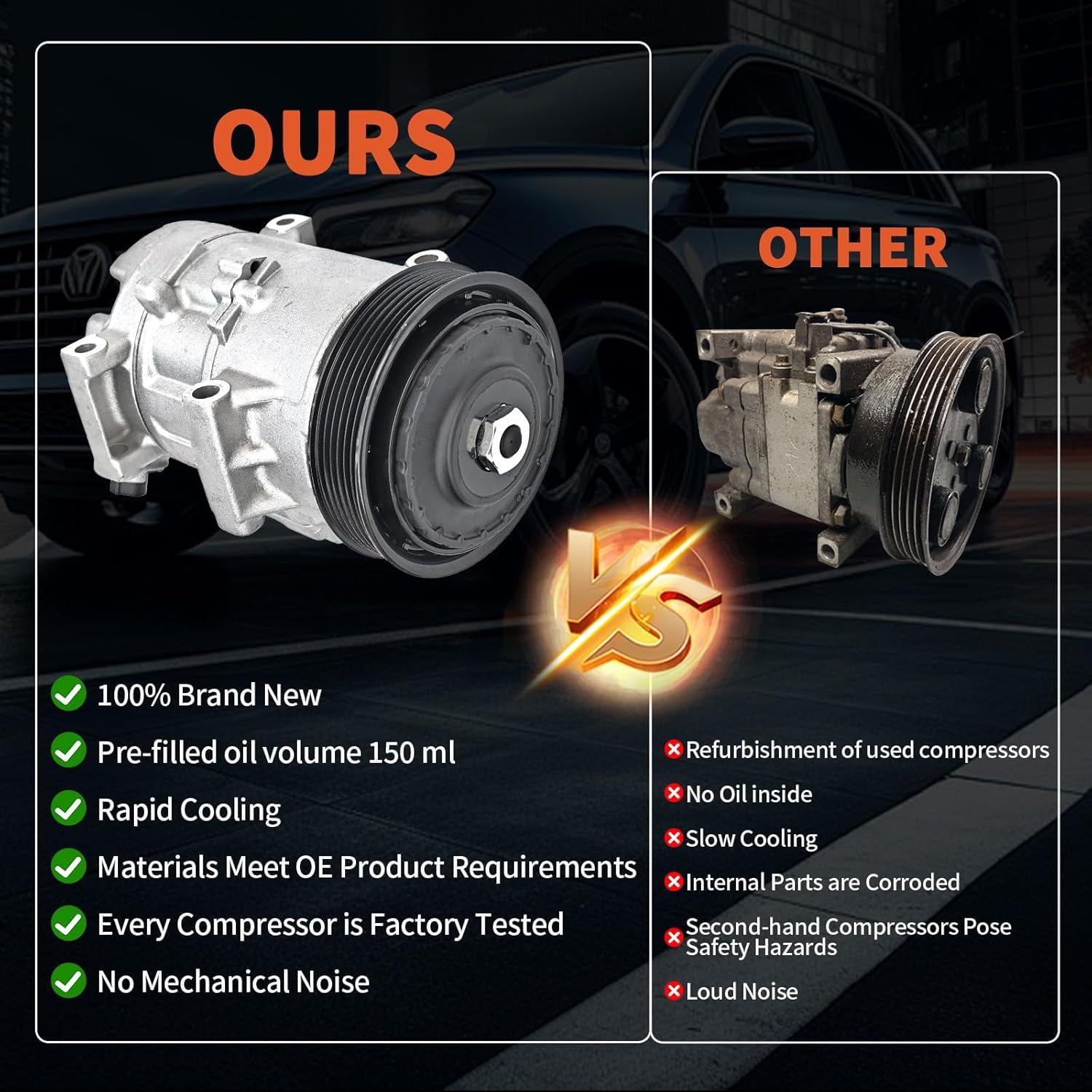 Air Conditioning A/C Compressor with Clutch Compatible with Toyota Corolla L4 1.8L 2011-2013,Toyota Matrix L4 1.8L 2011-2014 Replace 8831002710