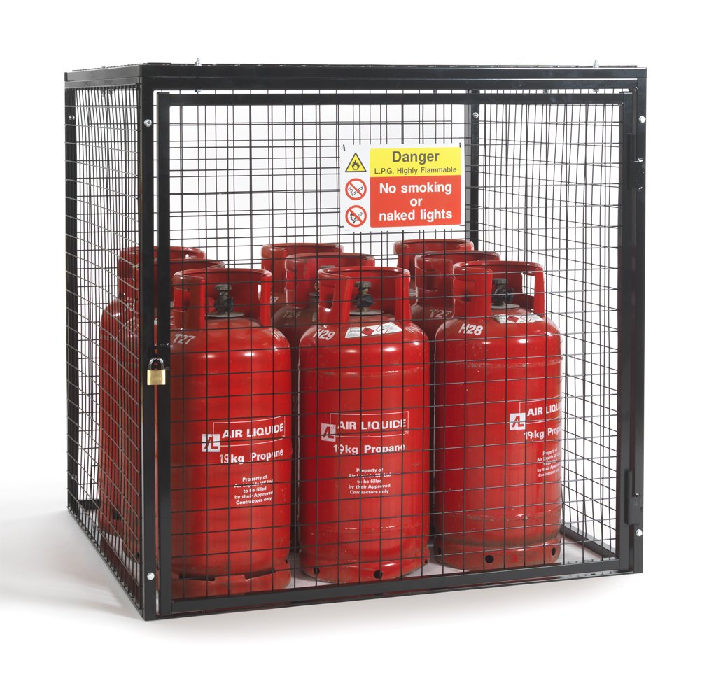 Amp Wire Black Powder Geakv Coated Gas Cylinder Cage For 9 X 19Kg Cylinders