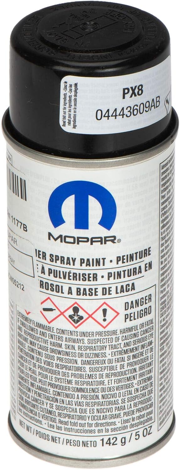 Mopar PX8 Black Clear Coat 2018 Jeep JL Wrangler Touch up Paint Genuine 5 oz Aerosol Spray Can 4443609AB