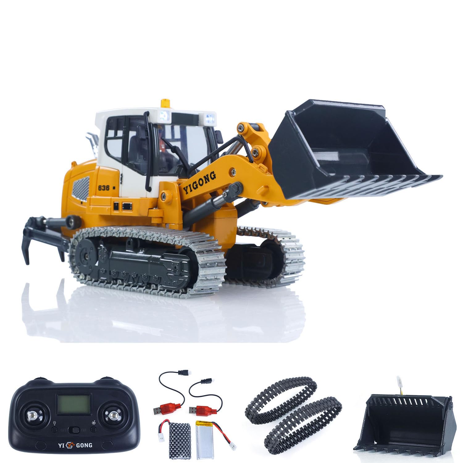 Carica a catena elettrica RC 1:50, LR636, 2,4 G, macchina da costruzione, pala in metallo, catena dentata RTR modello luce suono batteria