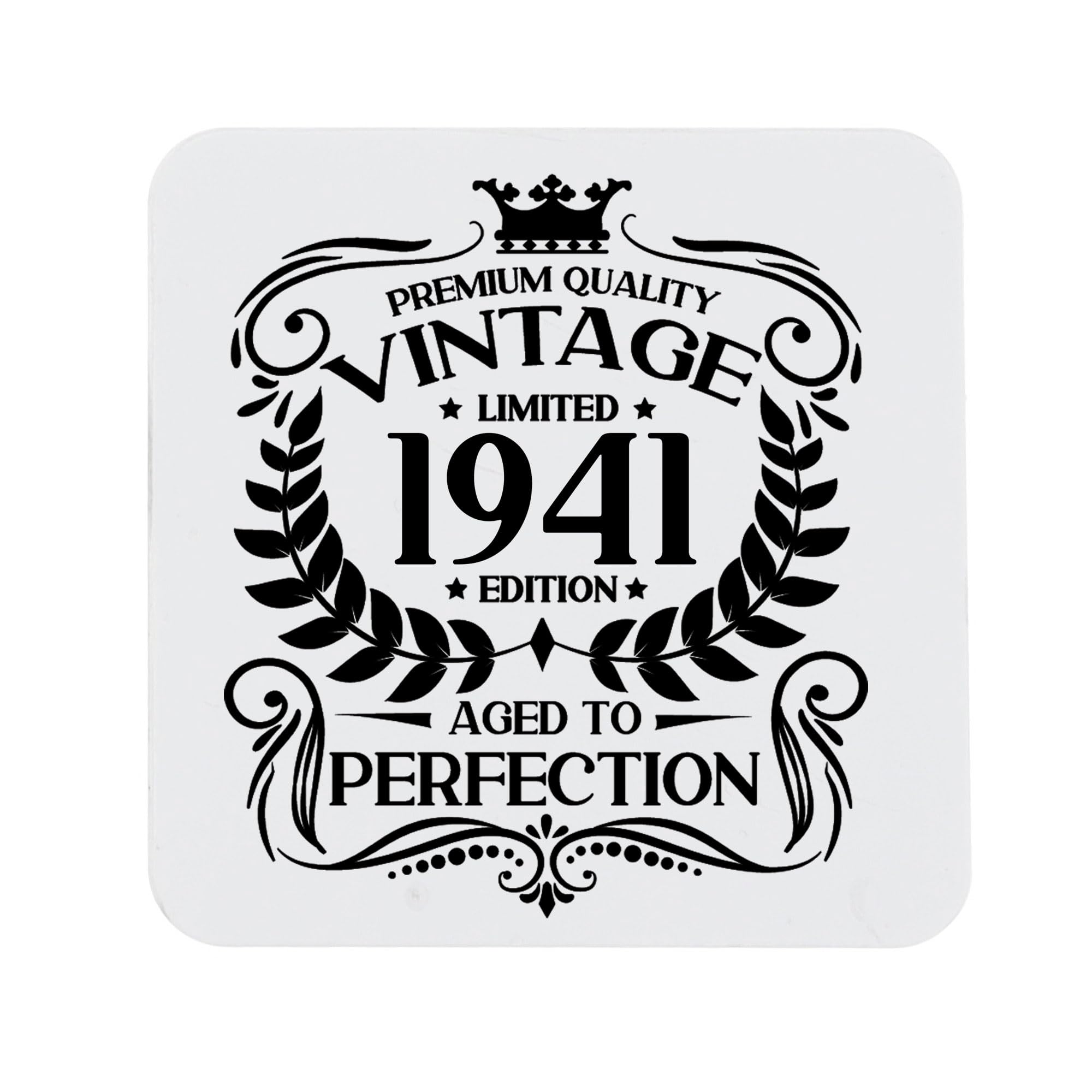 85th Birthday Gift for Men Vintage 1941 Aged to Perfection Printed Coaster Present for 85 Year Old Etched Printed Placemat (Printed Coaster)