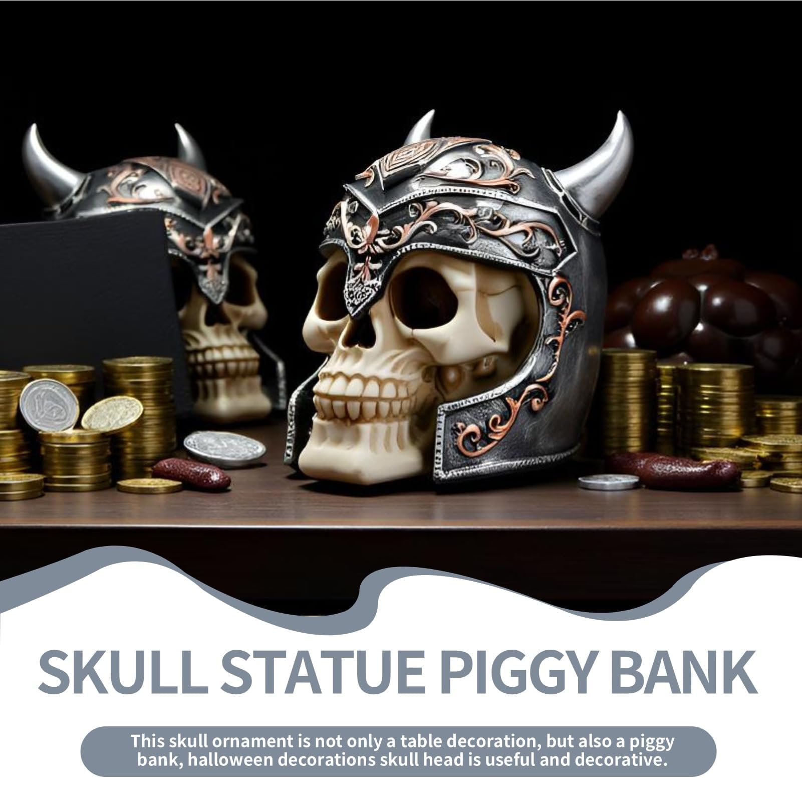 Skull Money Box, Skull Statue Piggy Bank Money Bank Coin Bank for