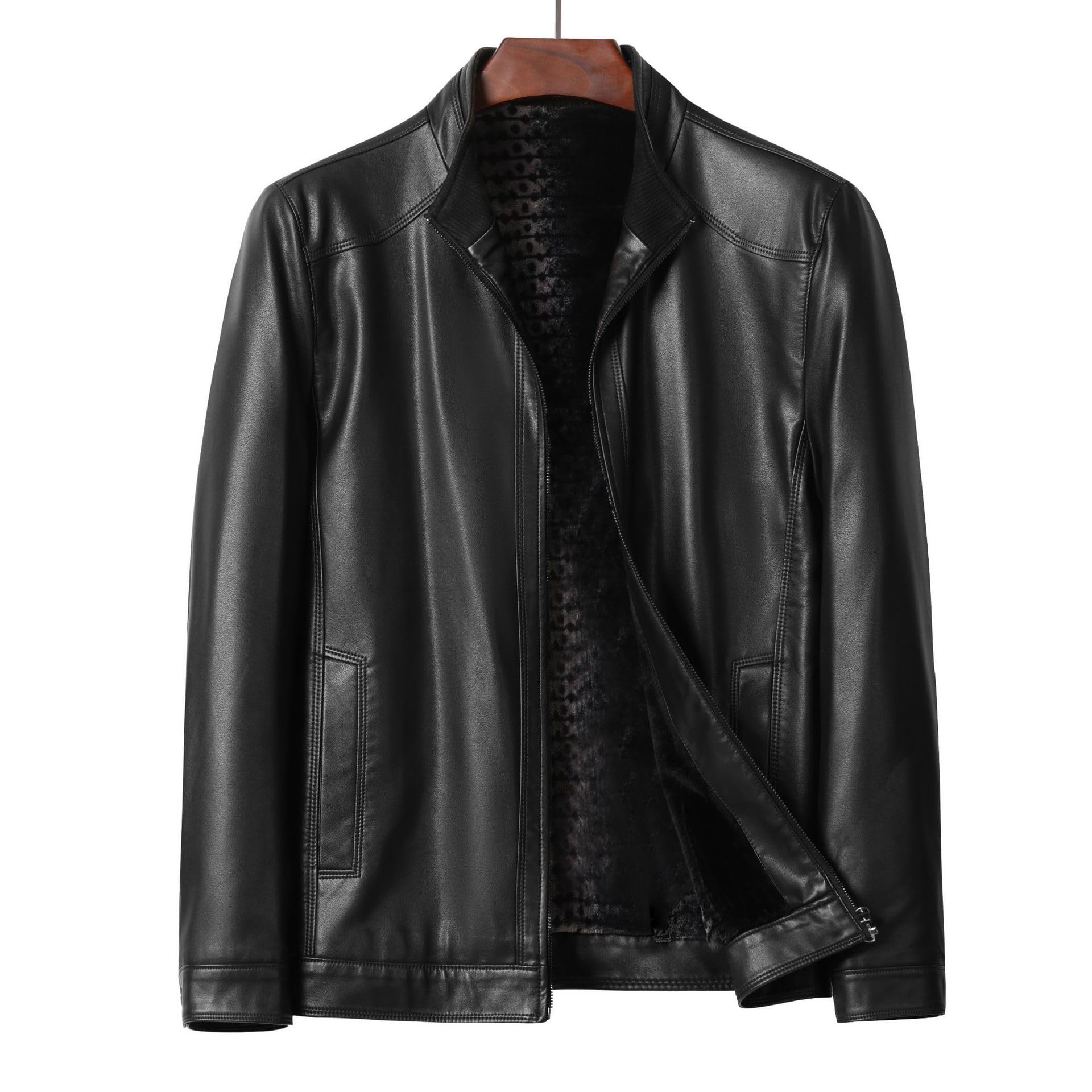 BININBOX Veste en Similicuir Chic Homme Blouson Moto Col Montant Jacket Slim Fit Automne Hiver