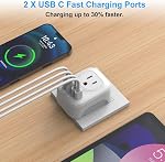 Adaptateur de voyage européen 2 pcs, adaptateur de voyage international VYLEE avec 2 prises et 4 ports USB (2 USB C), 6 en 1 chargeur essentiel de voyage pour les États-Unis vers la plupart des pays d'Europe EU Italie Espagne France