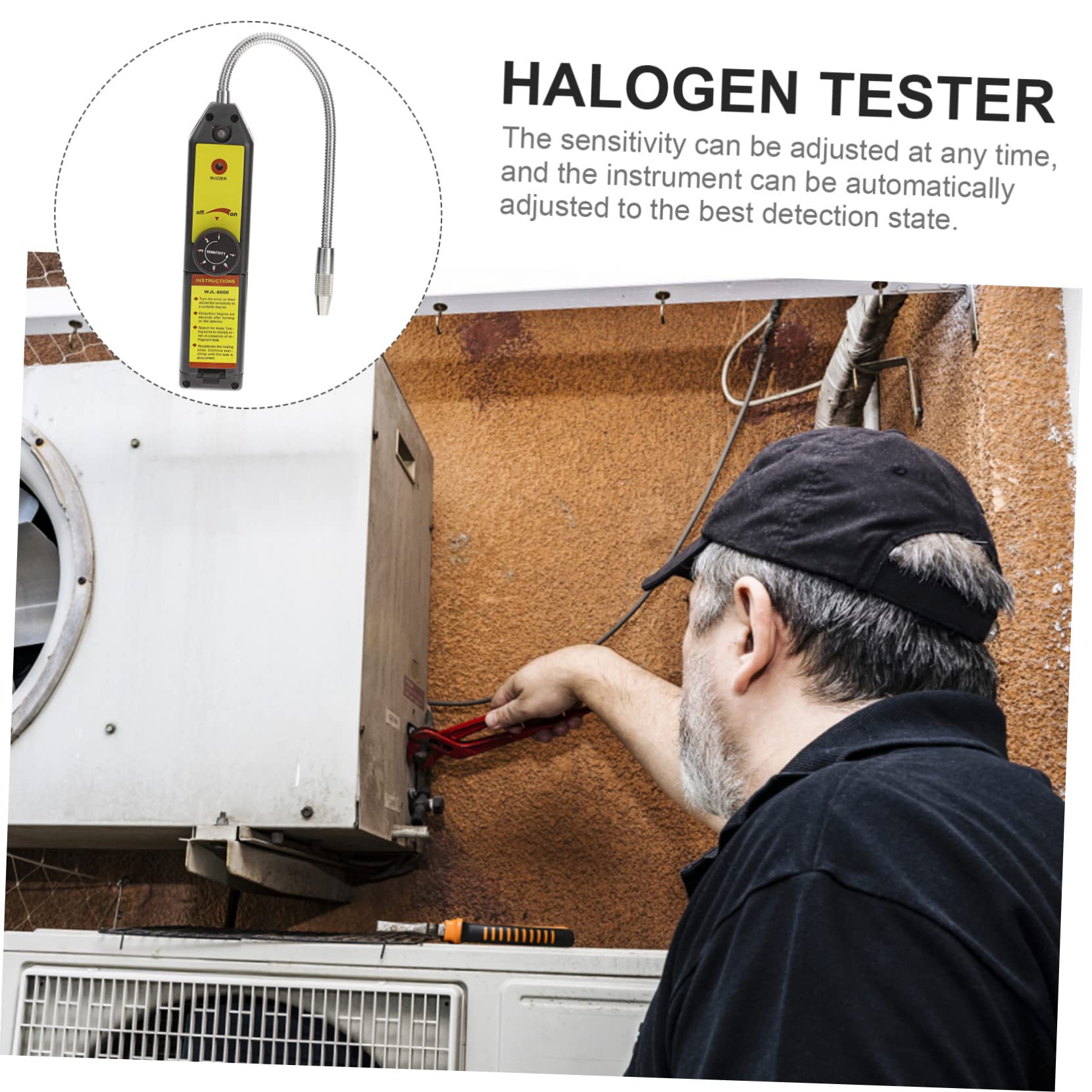SHINEOFI Detector de Fugas de Refrigerante Herramienta para HVAC de Seguimiento Automático Alta Sensibilidad Comprobador de Gas Sonido de Advertencia 1