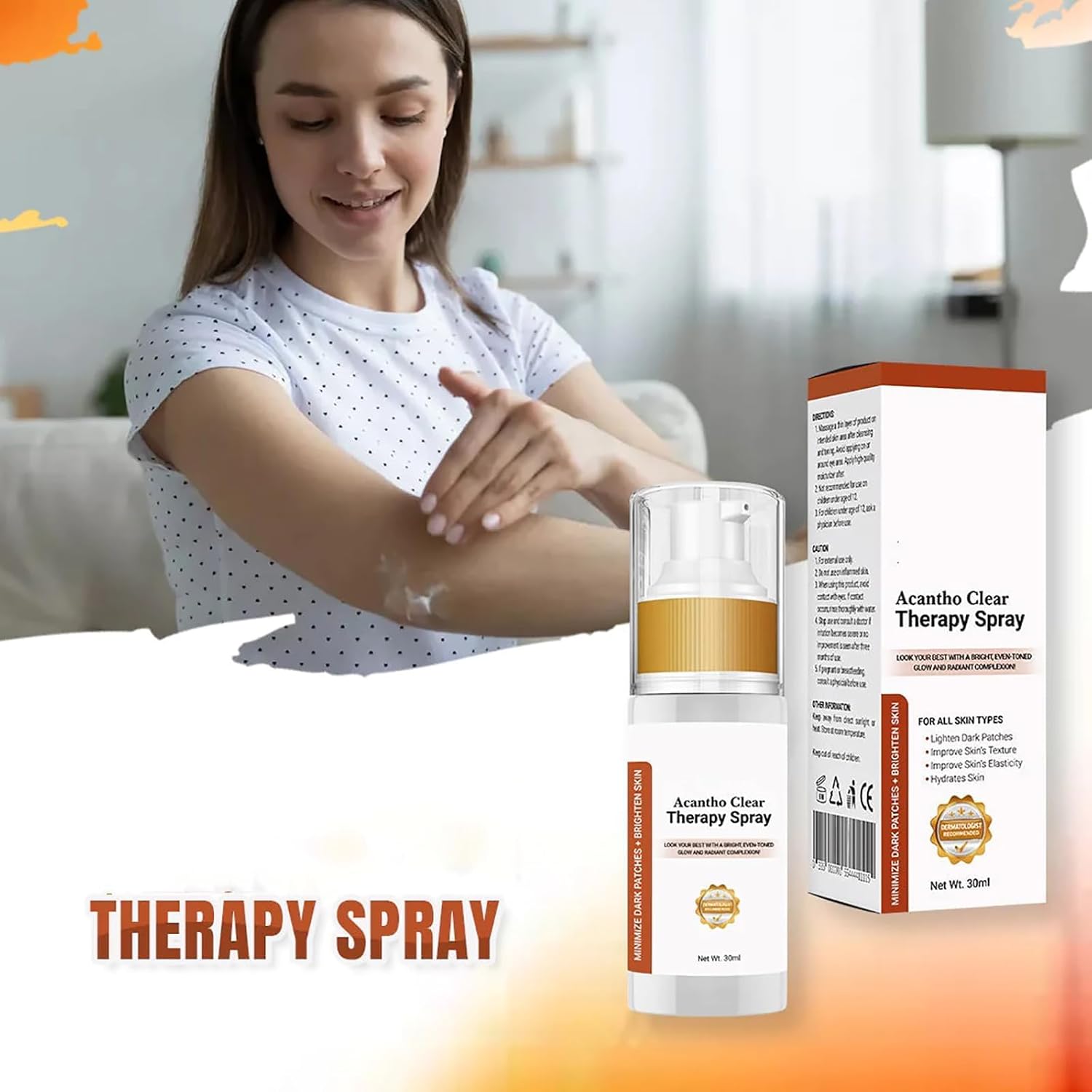 2023 New Acantho Clear Therapy Spray, olejek korekcyjny ciemnych punktów, usuwanie ciemnych plam, Acanthosis Nigricans Dark Knuckle Spray, odpowiedni do każdej części