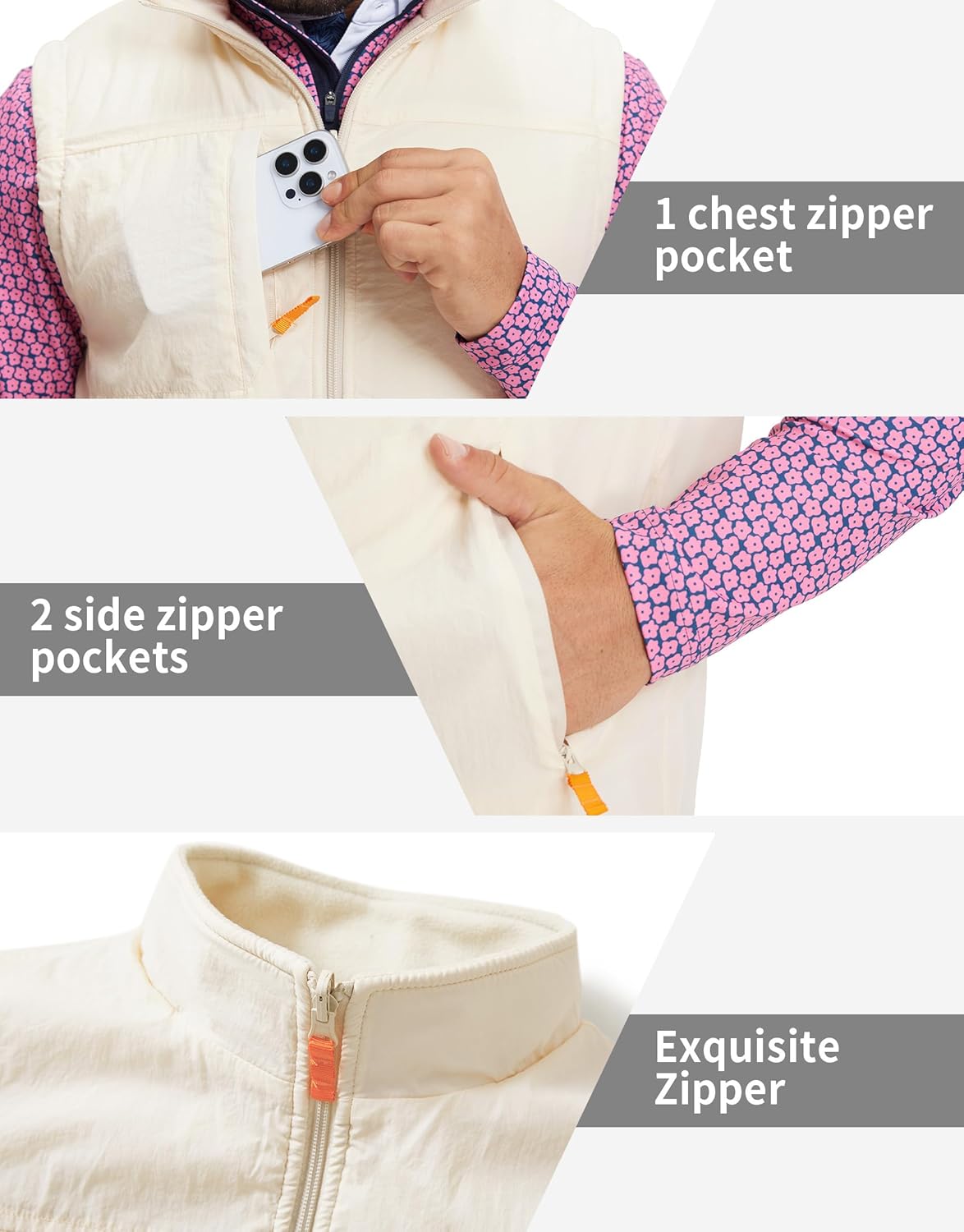 M MAELREG Men's Golf Vest Reversible Fleece Vest Outerwear Windproof Lightweight Warm Softshell Sleeveless Jacket for Men - Image 6