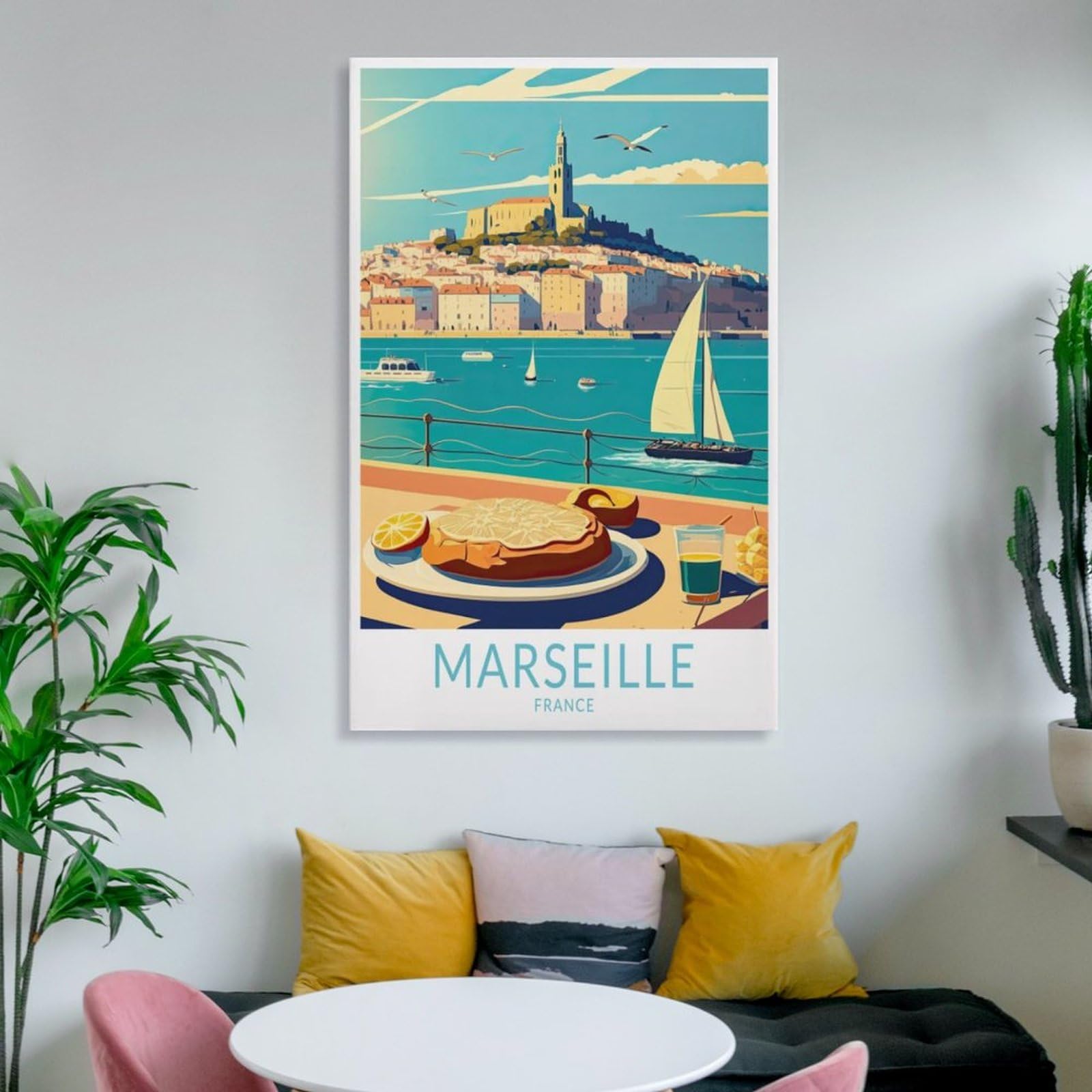 Jdjdu Poster Toile Vintage Voyage Marseille France - Décoration Murale Authentique - Cadeau Amoureux De La Provence
