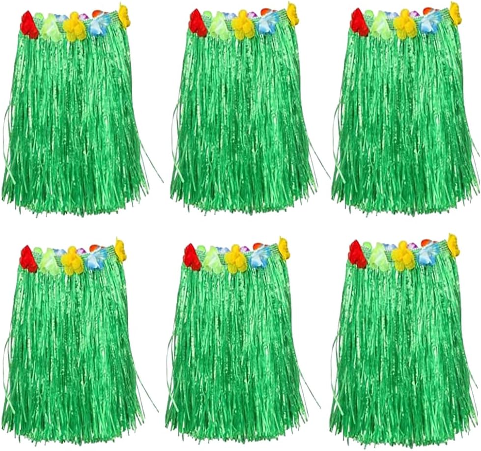 24" Adult's Flowered Luau Hula Skirts Pack of 6 Assorted Colors