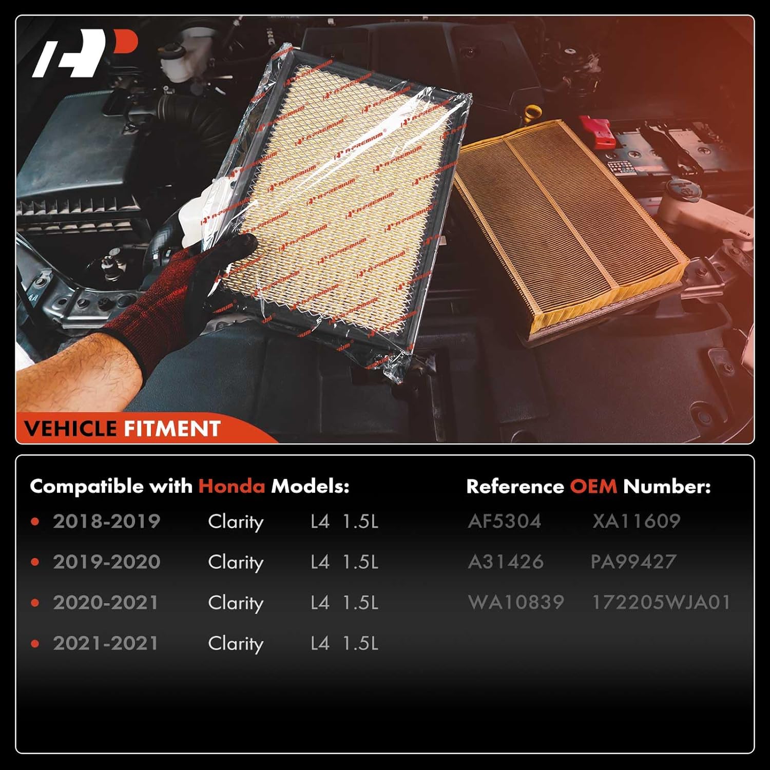A-Premium 2-PC Engine Air Filter Compatible with Honda Clarity 2018 2019 2020 2021, 1.5L, Replace# XA11609
