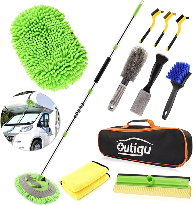 Car Cleaning Kit, 62 Inch Car Wash Mop Mitt with Long Handle, Car