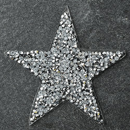 Applique 2-pcs Star Shape Rhinestone Iron-on Patch, 3-1/4