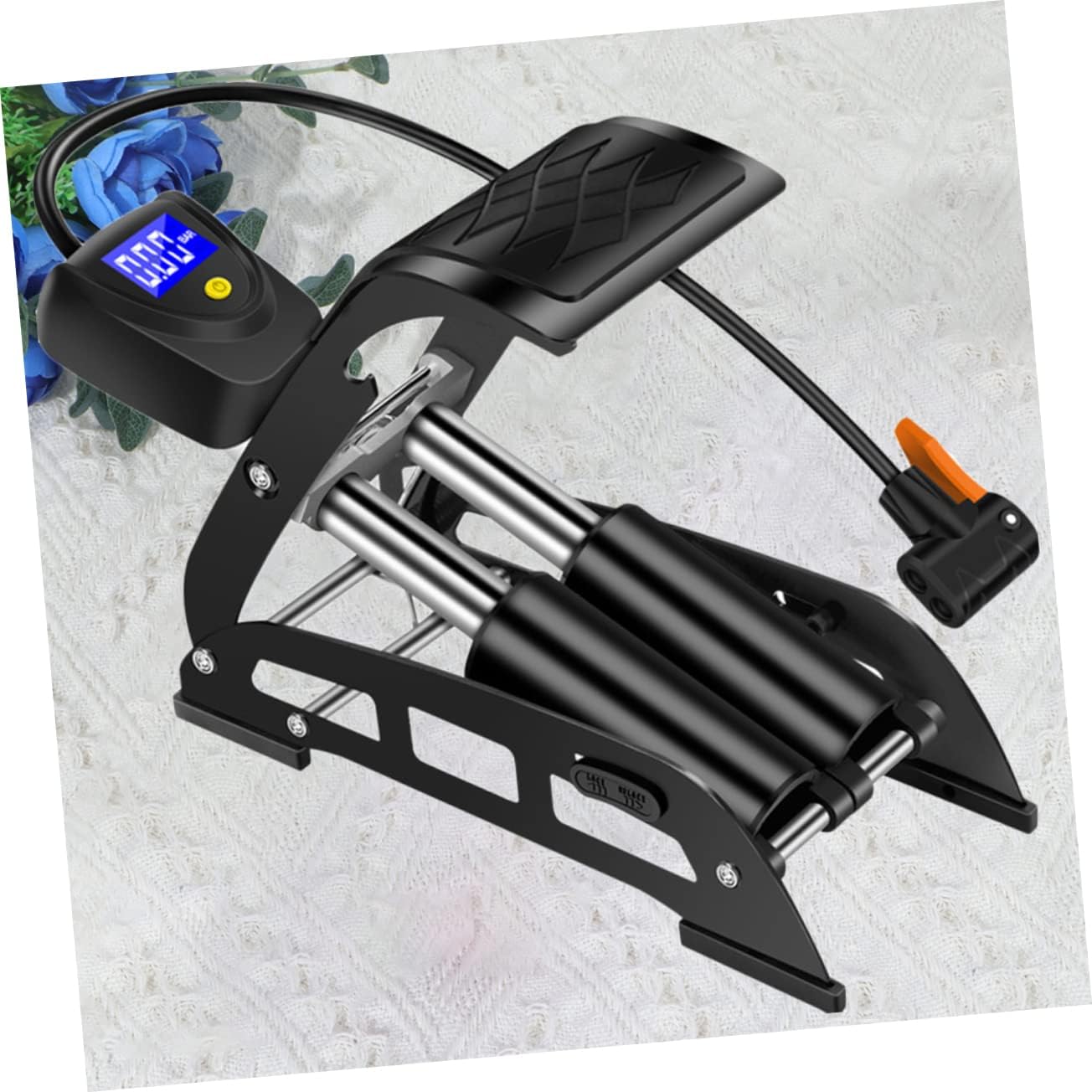 POPETPOP Household Mini Portable Foot Pump with Digital Display High Voltage Air Pressure for Bicycles Electric Cars Motorcycles and Inflatable Sports Equipment