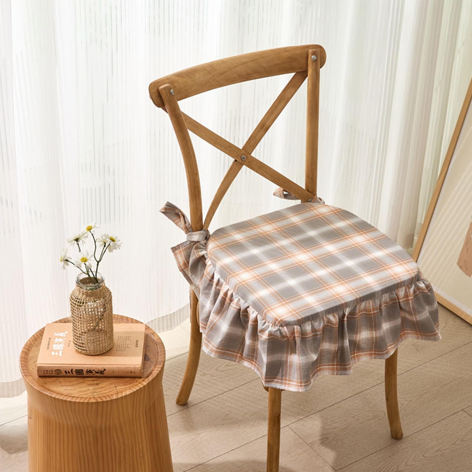 Cojín de asiento para cocina con volantes elegantes que transforma tus cenas familiares