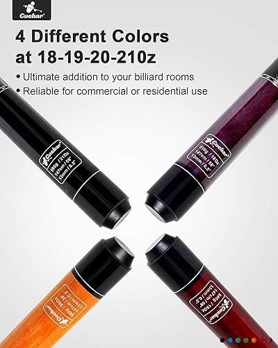 Miniatura 2 de Juego de 4 tacos de piscina de 58 pulgadas, 2 piezas para adultos, palos de taco de piscina de 18 onzas, 19 onzas, 20 onzas, 21 onzas, barra de